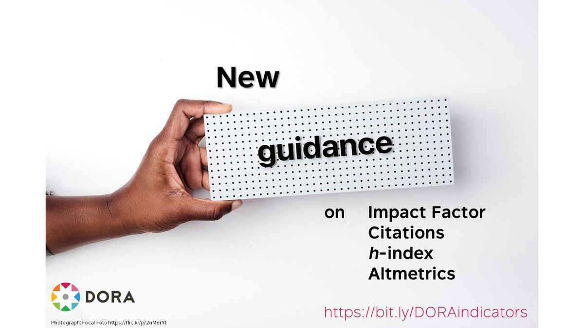 DORA’s new guidance about indicators like h-index is short and approachable for people who are not specialists in bibliometrics.

Each indicator has a discussion of what it is trying to measure and the limitations of how it tries to measure research. 2/3