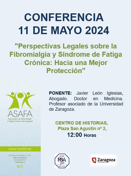 Ya estamos en mayo y desde ASAFA Zaragoza hemos preparado un mes lleno de actividades y visibilización por el 12 de mayo, Día Internacional de la Fibromialgia y Síndrome de Fatiga Crónica.
📷Apúntate escribiendo a info@asafa.es o llamando al 976207941
📷 Os esperamos