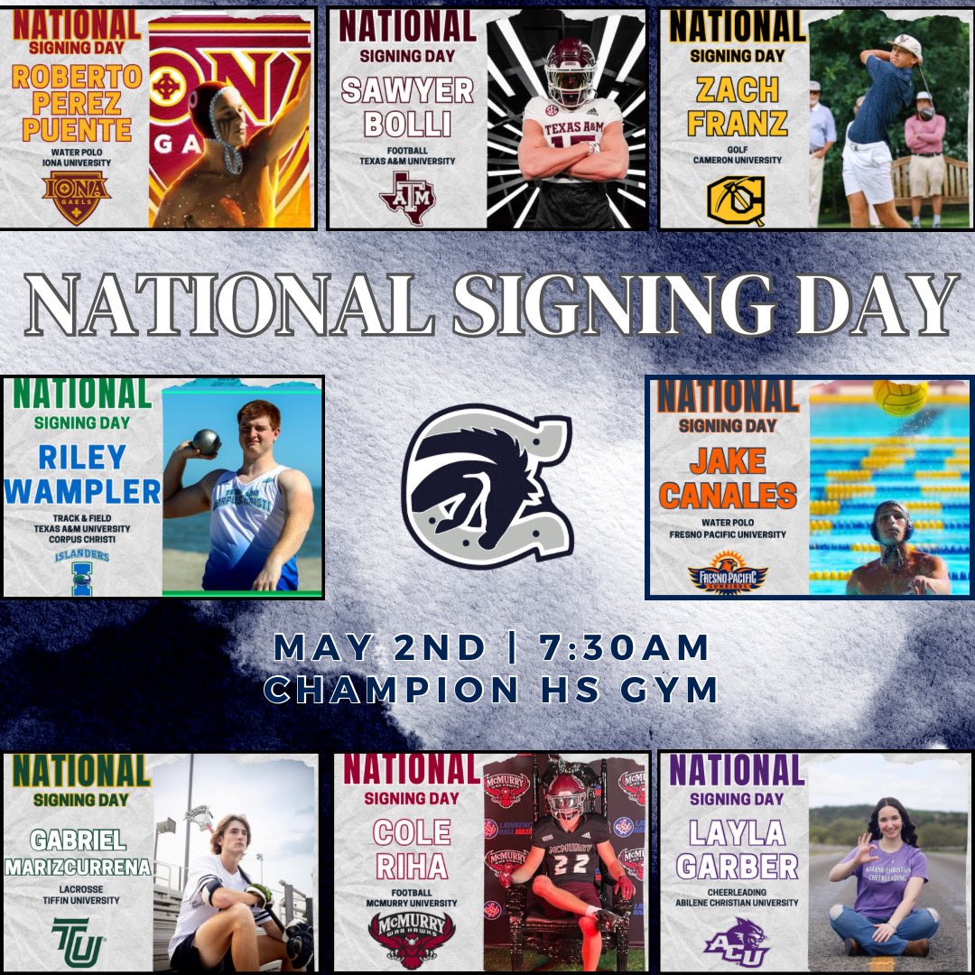 🎉 @SamChampionHS and @Boernehs hosted National Signing Day events where student-athletes signed letters of intent to continue their education and athletic career collegiately.   Congratulations to these outstanding students and their families!   GO CHARGERS!   GO GREYHOUNDS!