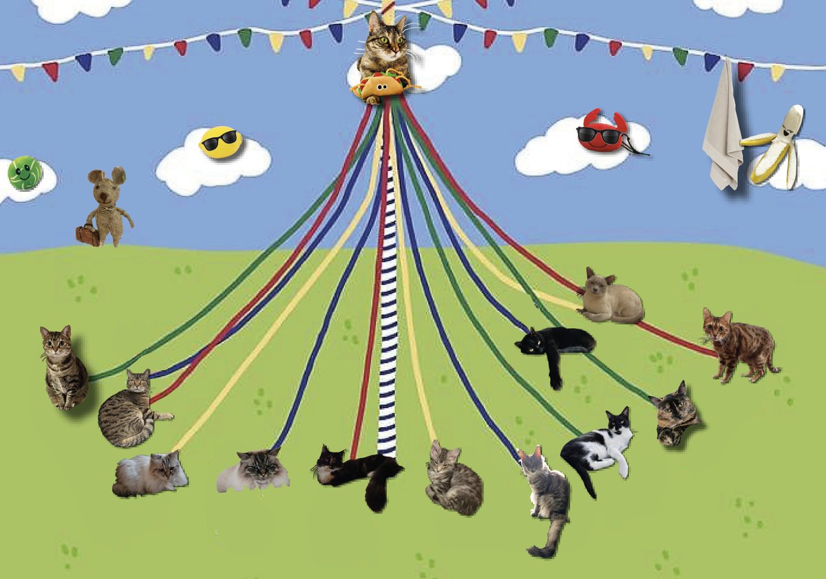 Just a small maypole party happening today, in between rain showers. Happy May Day holiday, friends of @PickliciousF! Let the dancing begin! 🎉🥳🎶🍹🍾💃