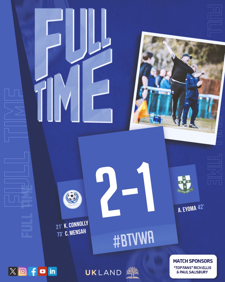 ⏱️ | FULL TIME Town are @SouthernLeague1 Division One Central Playoff winners! 💙🦅🏆 #BTVWA // #BeThe12th // #COYE
