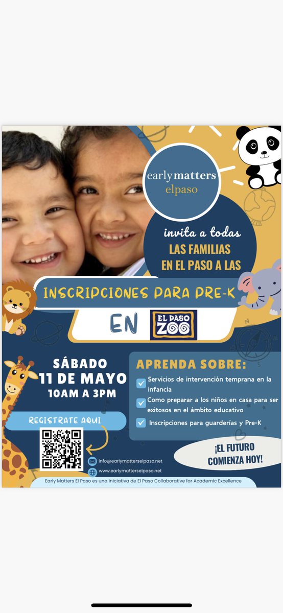 Join EPISD for Pre-K Enrollment Day at the Zoo! 🦁🐯🐼🐻🐘🐨🦛🦍🐒