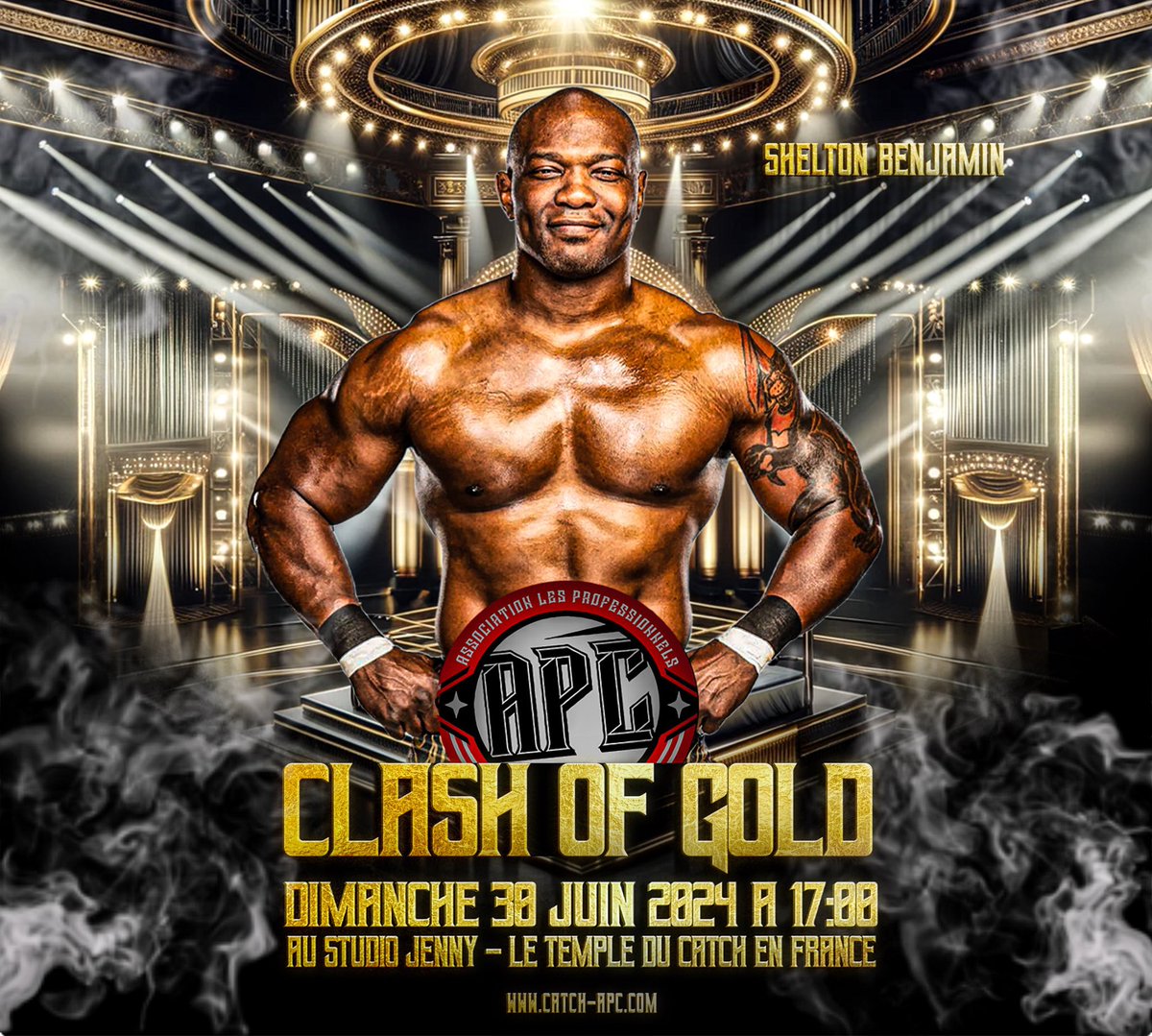 • Shelton Benjamin à l’APC !

L’@APCcatch a annoncé que @Sheltyb803 sera présent le 30 juin prochain lors du show Clash Of Gold.