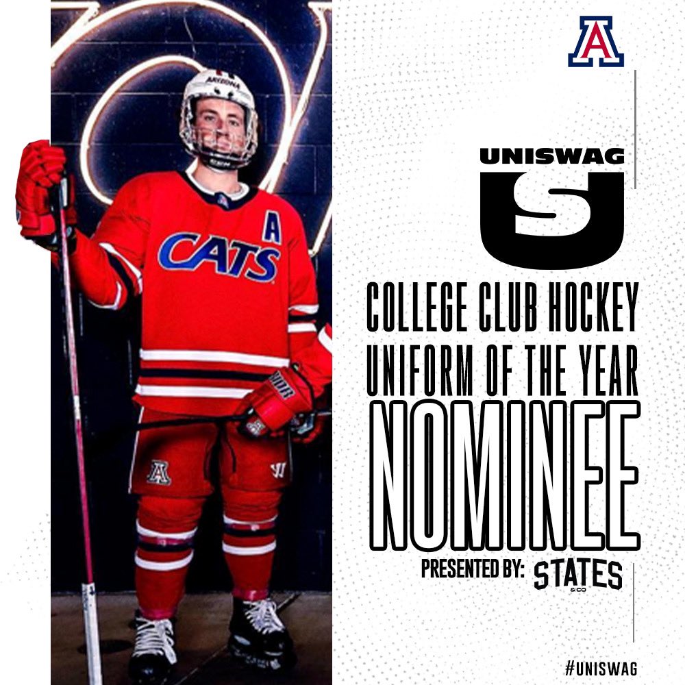 UNISWAG College Club Hockey Uniform of the Year Nominee presented by States & Co @UAWildcatHockey is up for the best uniform of the 2023-24 College Club Hockey season! Click here to vote: bit.ly/2sHF6u9 #uniswag