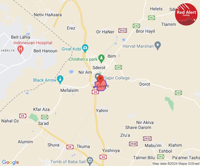 Rocket Fire just now from Gaza towards the Southern Israel Town of Gevim.