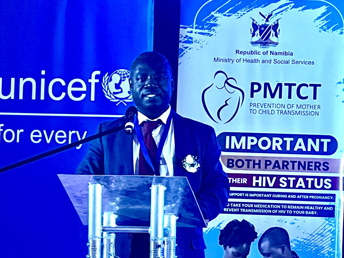 “The achievement of Namibia becoming the very first country in Africa to be certified on the path to eliminating mother-to-child transmission of Hepatitis B is cause for great celebration.' - Dr. David Chisanga, @UnaidsNamibia Rep. delivering remarks on behalf of @UNNamibia.