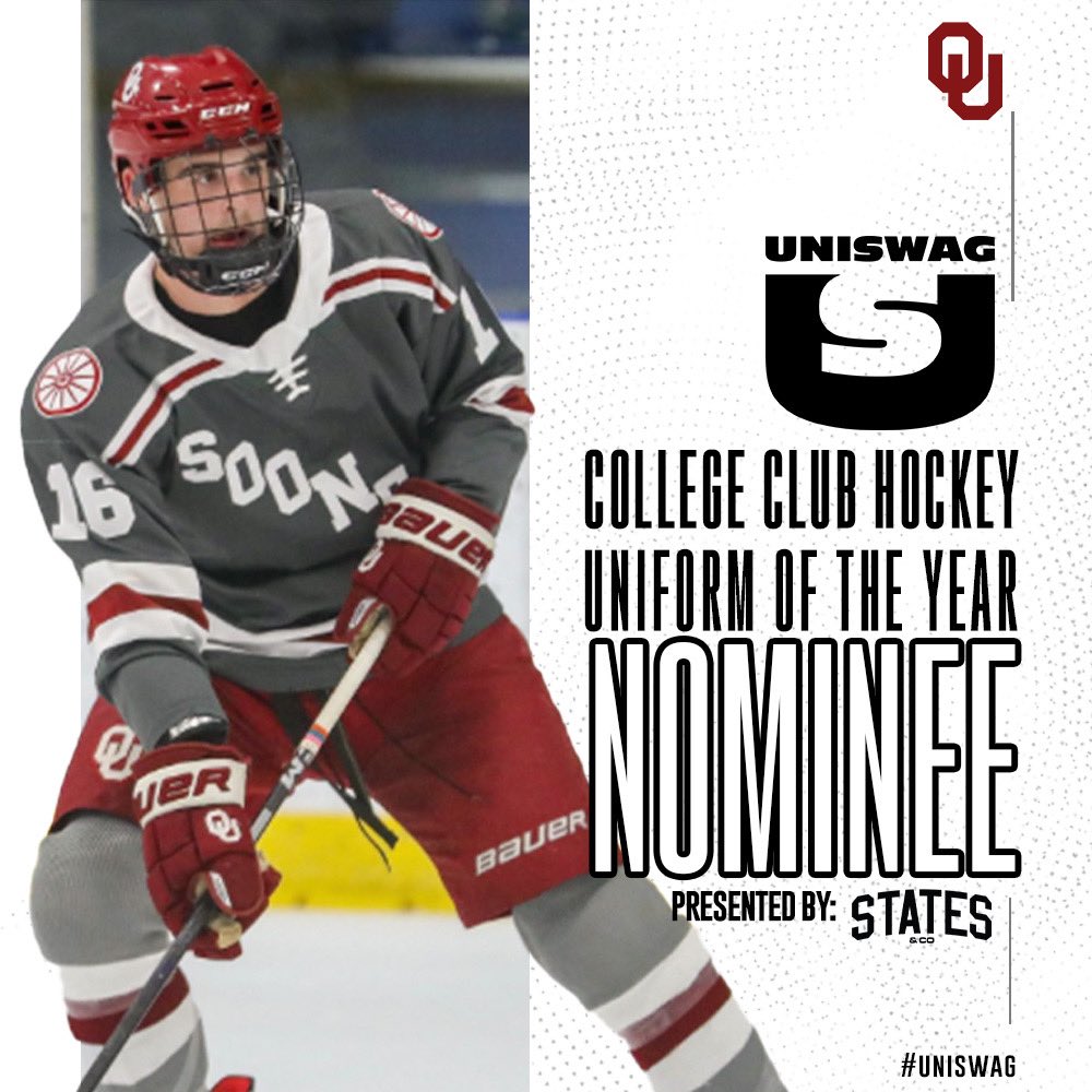 UNISWAG College Club Hockey Uniform of the Year Nominee presented by States & Co @OUHockey is up for the best uniform of the 2023-24 College Club Hockey season! Click here to vote: bit.ly/2sHF6u9 #uniswag