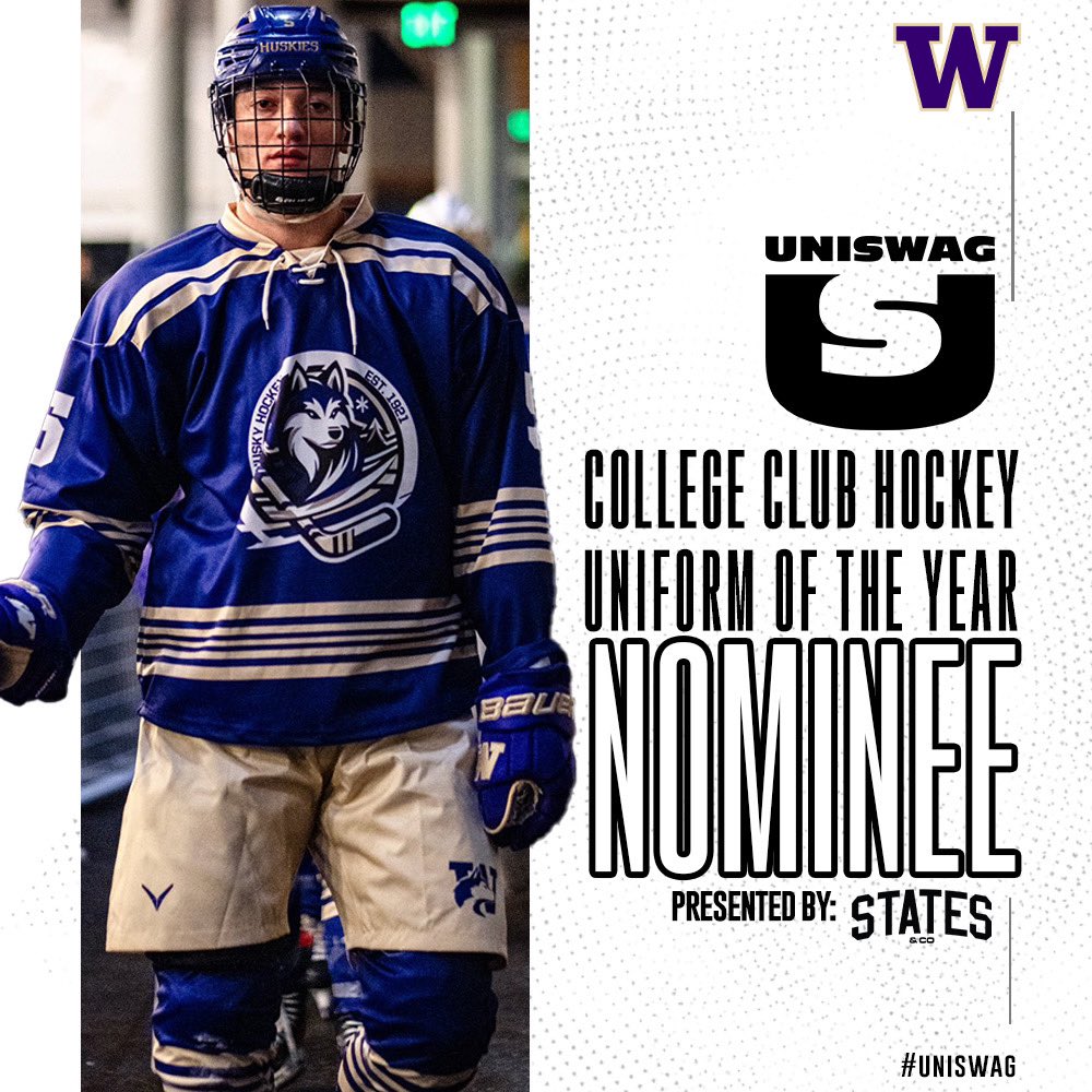 UNISWAG College Club Hockey Uniform of the Year Nominee presented by States & Co @uw_icehockey is up for the best uniform of the 2023-24 College Club Hockey season! Click here to vote: bit.ly/2sHF6u9 #uniswag