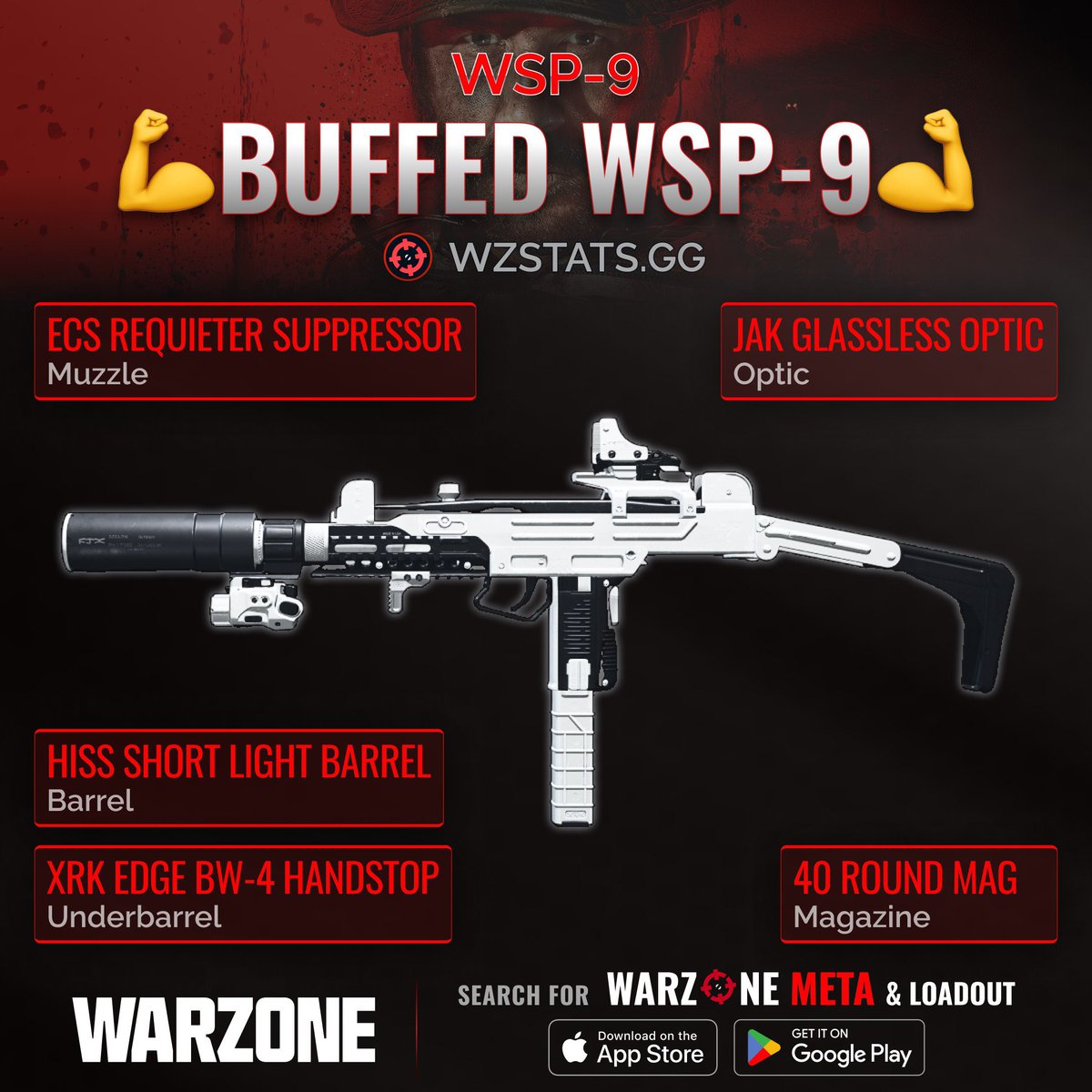 ‼️🚨 BUFFED WSP-9 SMG IN WARZONE 🚨‼️

💪 WSP-9 got a BIG BUFF to Sprint To Fire time in #Warzone!

Our build has:
✅ Low Recoil
✅ Fast ADS & High Mobility
✅ FAST Sprint To Fire Time
✅ High Damage per Mag
✅ Suppressed

🔻 Slow Fire Rate (1 missed shot slows down TTK by 100ms)