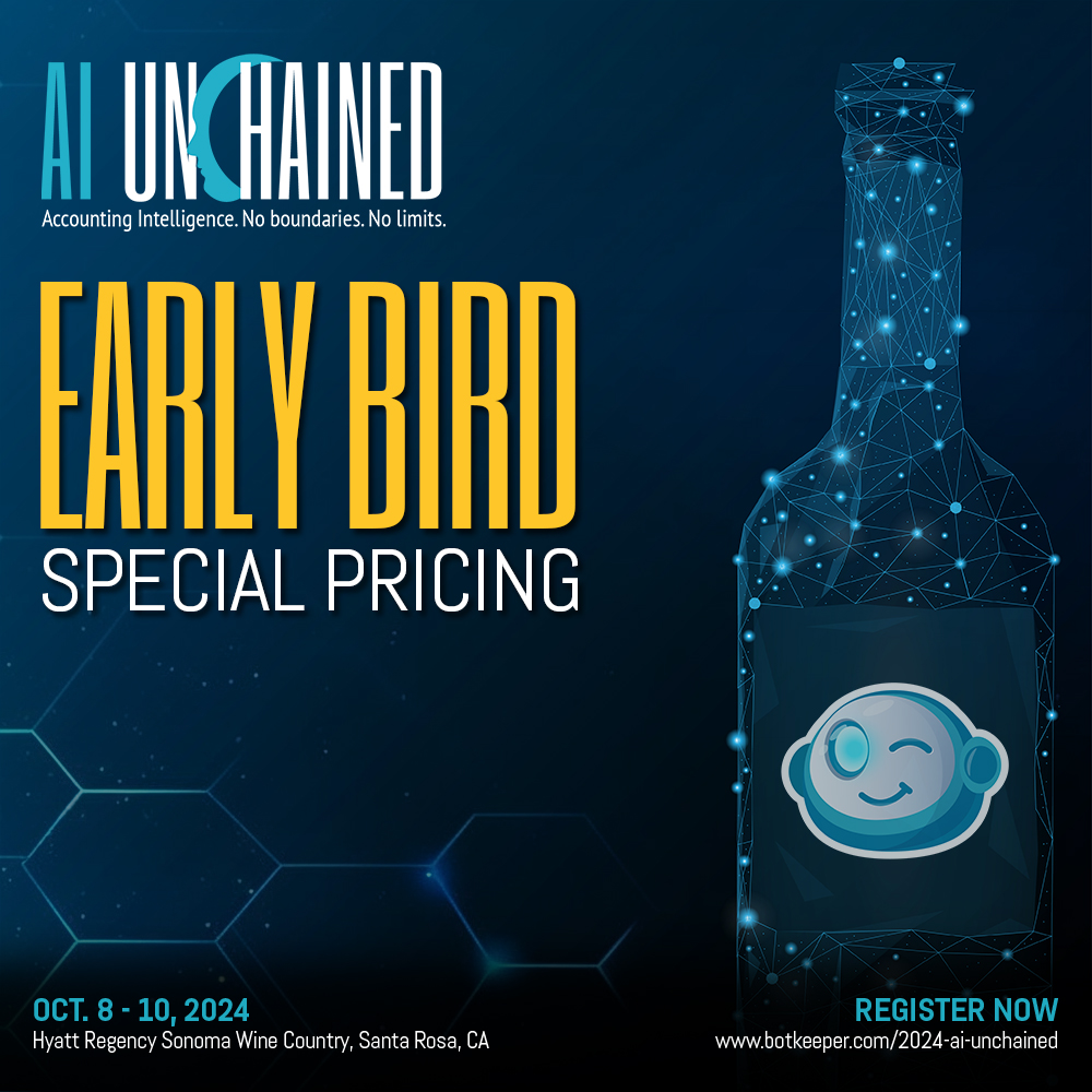 Grab Early Bird pricing for 2024’s must-attend accounting intelligence event: AI Unchained! Happening Oct. 8-10 in Santa Rosa, CA, it promises to build on the excitement of last year. Virtual option available. Register NOW! bit.ly/43XgbDU
