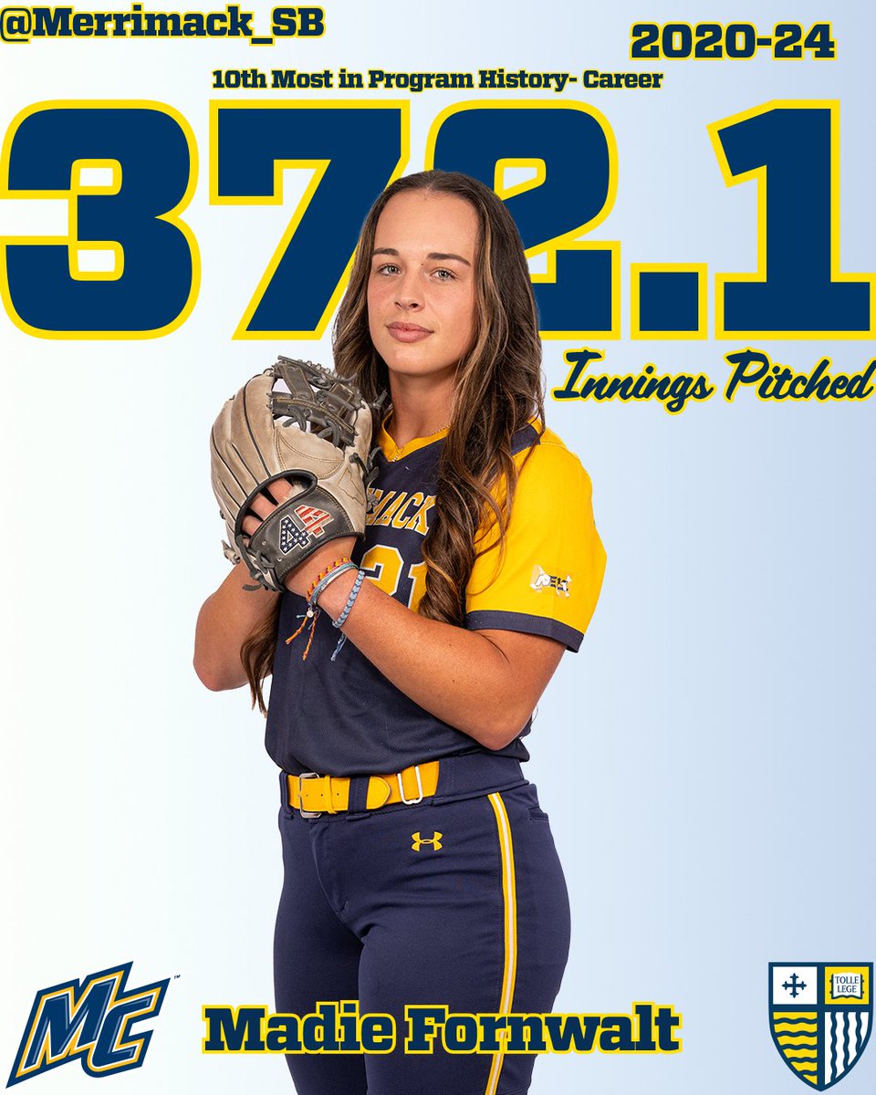 We have two more major milestones to report!

First, Madie Fornwalt has entered the record books with 372.1 innings pitched, now the 10th most in program history!

#GoMack