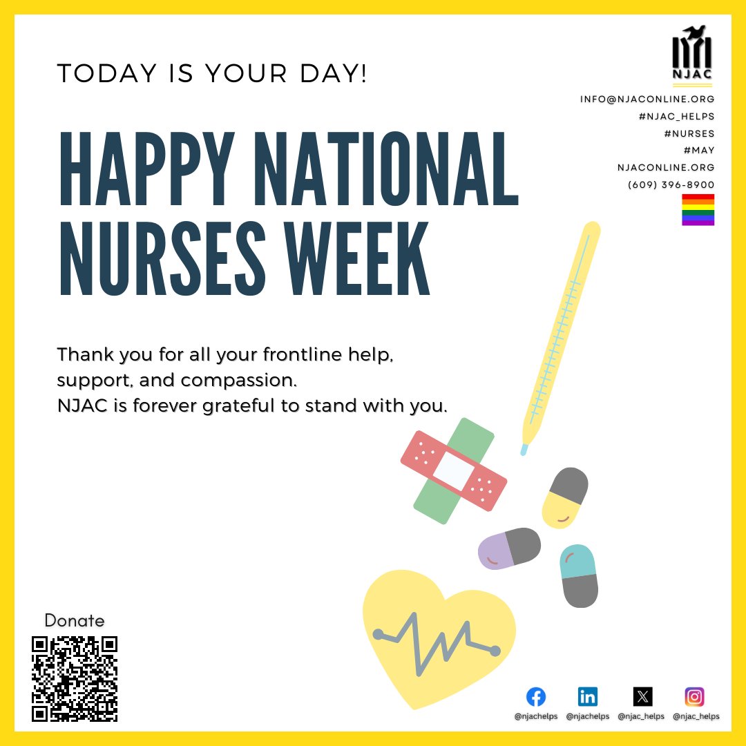 Happy Nurses Week to all the amazing nurses! Your hard work, compassion, and dedication do not go unnoticed while keeping us safe and healthy. 

#NursesWeek #NursesAppreciation #endsexualviolence #enddomesticviolence #reintegration #hivaids #housingfirst #newjersey #njac_helps