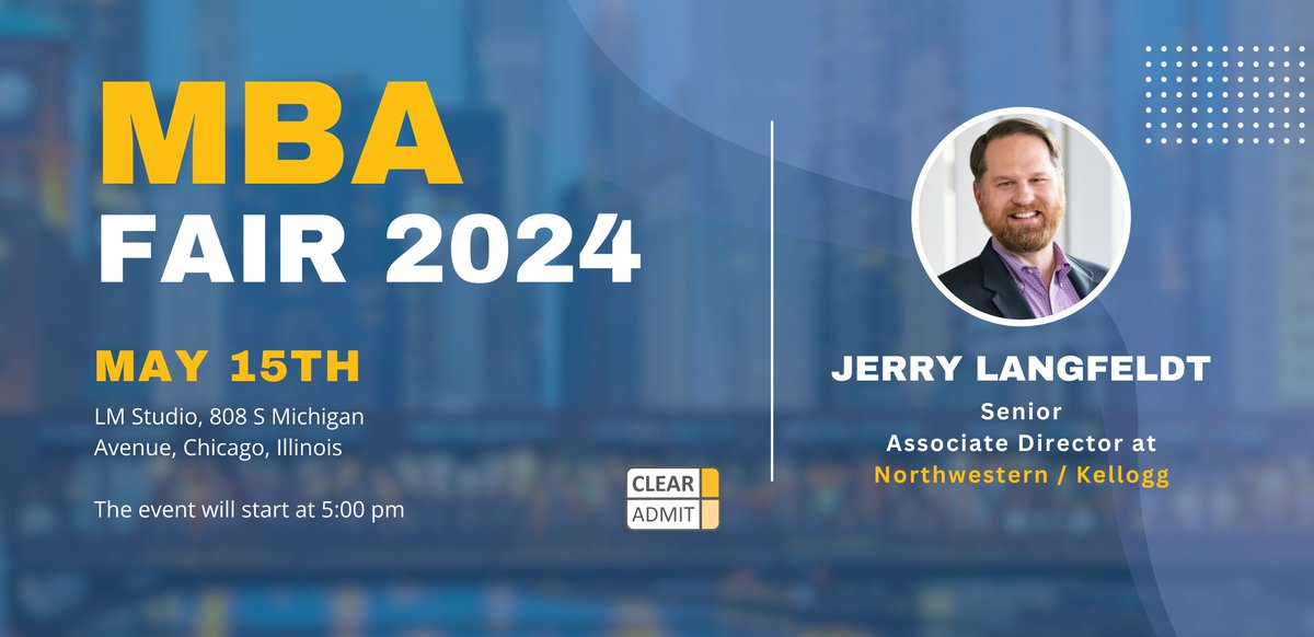 Join us at the Clear Admit MBA Fair in📍Chicago on May 15th! This is your chance to connect with our admissions officers, chat with MBA alumni, and pick up expert tips on the application process. Learn more about our MBA program! Register now: bit.ly/mbafair2024-sc…