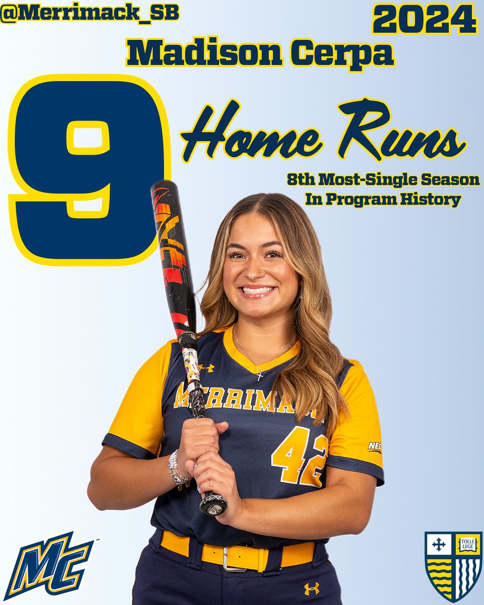 Madison Cerpa joins her as she clobbered nine home runs this season, the eighth most in a single season for the program!  Congratulations to the both of you for reaching these incredible accomplishments!

#GoMack