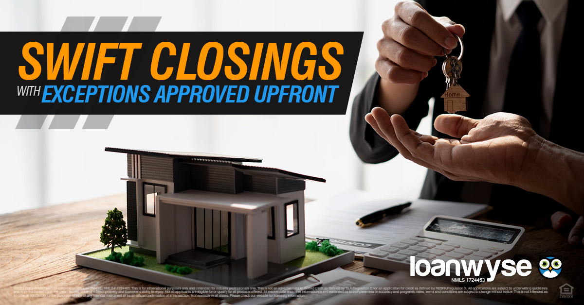 LoanWyse goes the extra mile to simplify and expedite the mortgage process. All loan approvals are done in-house and all exceptions are approved upfront. When it comes to speed and efficiency, we surpass all expectations. 

#LoanWyse #NonQM #ExceedingExpectations