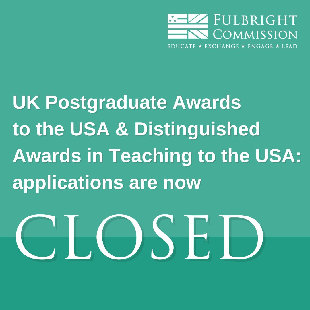 Applications for UK Postgraduate Awards to the USA and Distinguished Awards in Teaching to the USA have officially closed! Our team can't wait to review your applications - if you've applied for either award, you can check on where your application's headed next on our website.