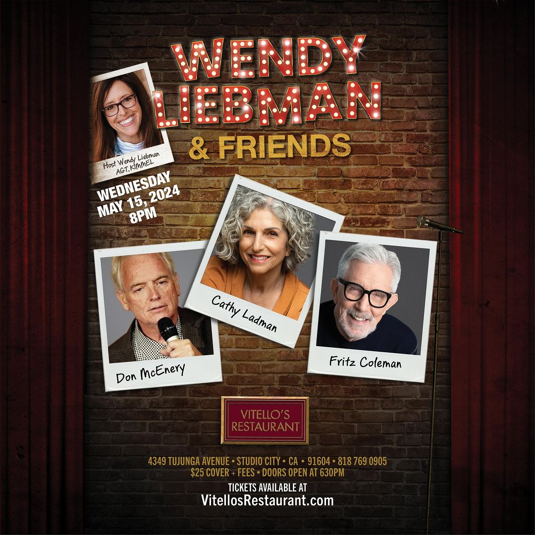 🎤Ready for some laughs with these GREATS. Get ready for @wendyliebman and Friends at Vitello's Restaurant with Cathy Ladman and Don McEnery Wednesday May 15th, 8pm. 🎟️Get tickets and info at vitellosrestaurant.com