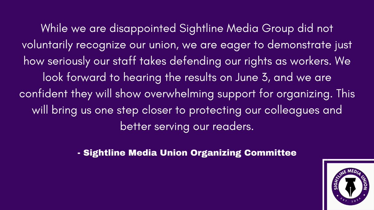 🚨 WE’RE HEADED TO A VOTE! 🚨 Today, ballots will be sent out to reporters and editors. Our newsroom is eager to vote “YES” for a seat at the table. See our statement below: