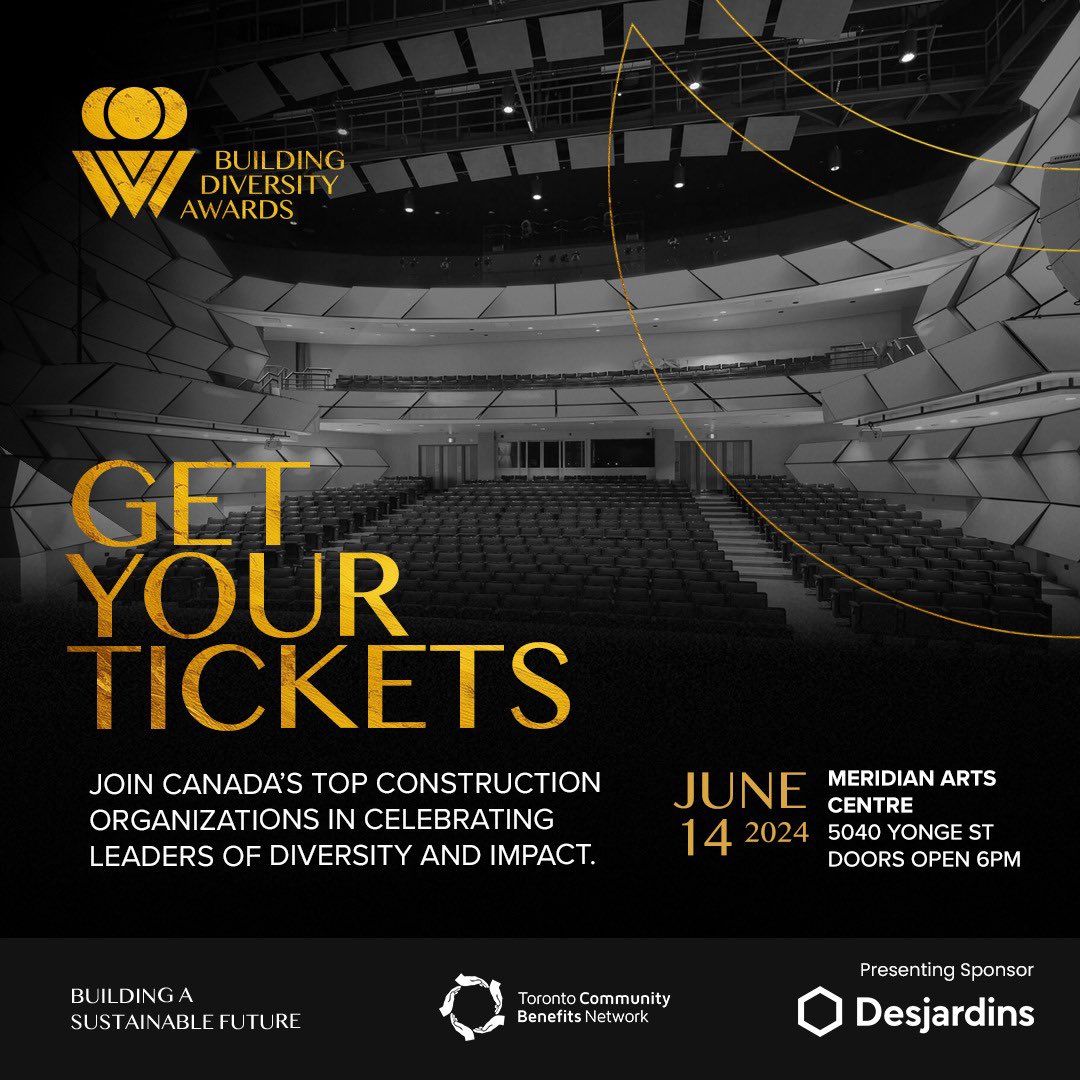 Join Canada’s top construction organizations in celebrating leaders of diversity and impact.

Early bird tickets are now on sale until May 10th at buildingdiversity.communitybenefits.ca/tickets

#BuildingDiversityAwards2024 #mentorship #diversityandinclusion #CommunityBenefits