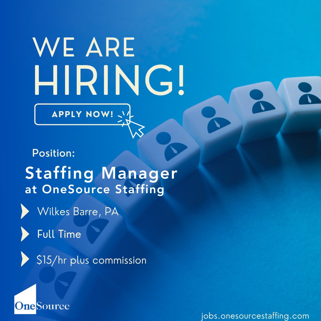 We are hiring a Staffing Manager at our Wilkes Barre, PA location. If you are interested in applying for this job, fill out an application here: nsl.ink/dwfm #OneSourceStaffing #StaffingManager