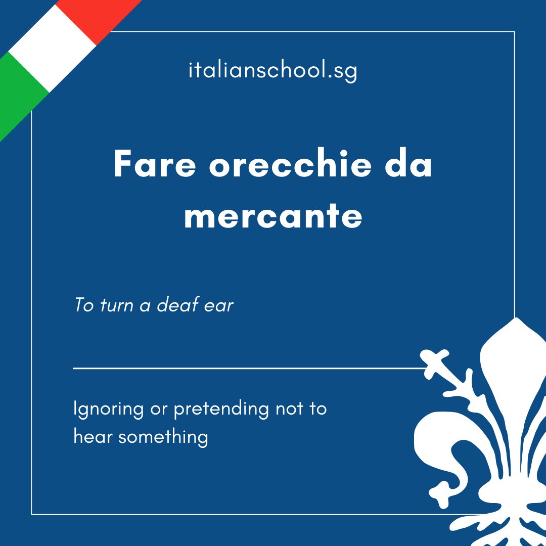 Italian Idiom of the Day! – Fare orecchie da mercante dlvr.it/T6VTvd #ItalianIdiomoftheDay #Vocabulary #italian #italianculture