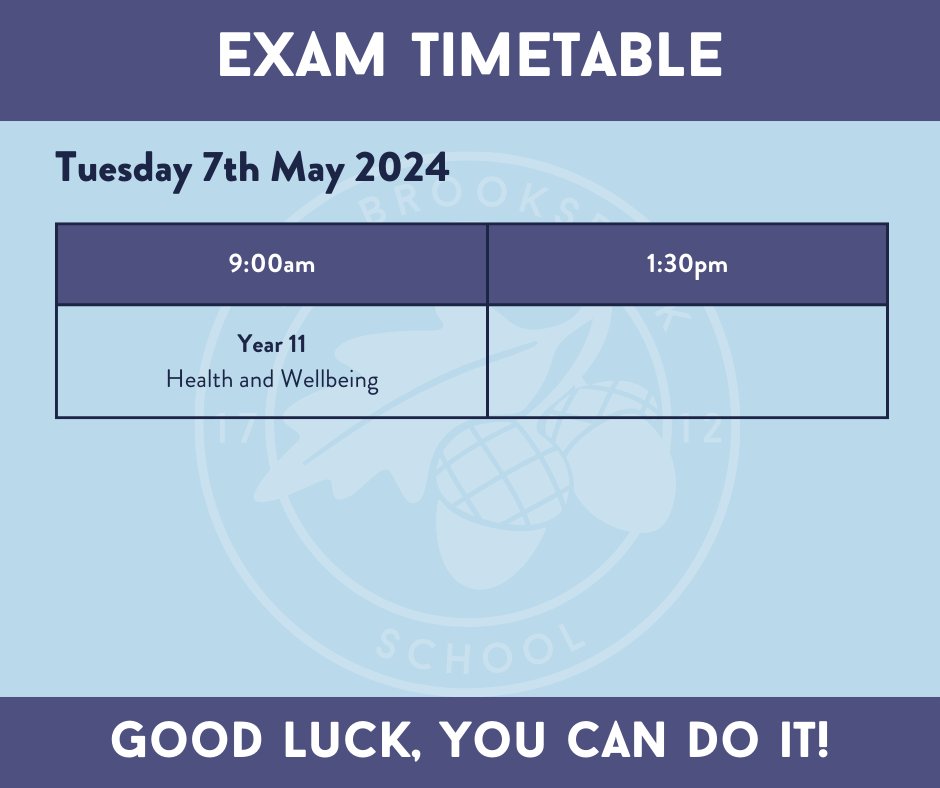 Here's a list of exams scheduled for Tuesday 7th May 2024. Best of luck everyone💙