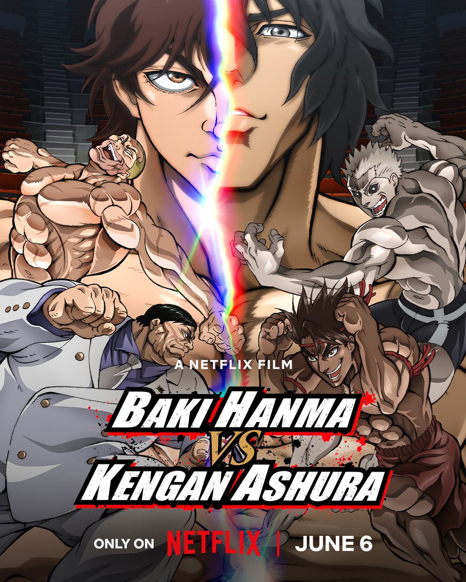 Nuevo visual promocional para la película animada crossover 'Hanma Baki VS Kengan Ashura'.

 🗓️ La cinta se estrenará en Netflix el próximo 6 de Junio.
#baki #kenganashura #BakiKengan #Meowsannews