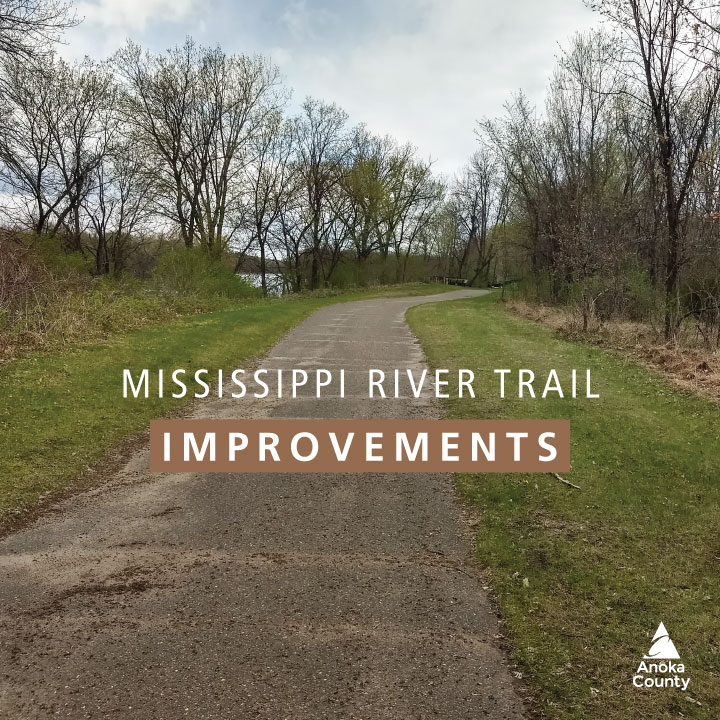 📢 Improvements are coming for a portion of the Mississippi River Trail at Mississippi West Regional Park. The trail is an older segment and will be reclaimed and repaved to a 10 foot width. Planning to happen in 2024 and construction in 2025. #anokacountyparks