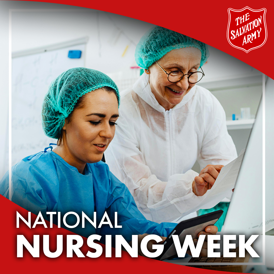 May 6-12 is #NationalNursingWeek. At The Salvation Army in Canada, we recognize the incredible impact that nurses have on individuals and communities. Let's show our support for them and celebrate their dedication to making a difference. ❤️