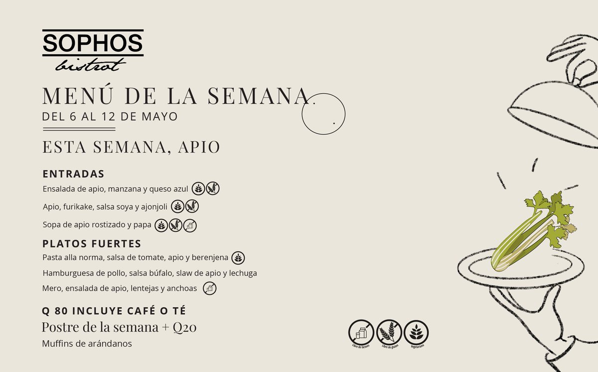 🌿✨ Esta semana en SOPHOS Bistrot, el apio toma el centro del escenario! 🍽️ Experimente cómo este ingrediente fresco transforma cada plato con su textura crujiente y sabor distintivo. ¡Lo esperamos para que descubra la magia del apio en el menú de la semana! ⓘ Tenemos opciones…