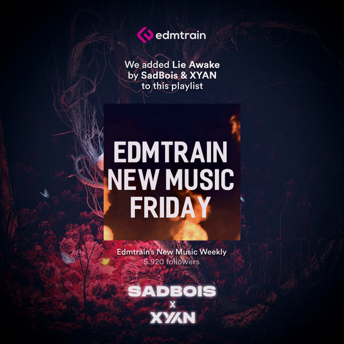 So thankful for the Spotify support on 𝓵𝓲𝓮 𝓪𝔀𝓪𝓴𝓮🦋 @Spotify's Editorials - Bass Lounge & Rocktronic @dancingastro's Playlist - ZENITH @edmtrainapp's Playlist - New Music Weekly @XyanMusic | @donnatellamusic Support the playlists here! listen.sadboismusic.com/lie-awake-spot…