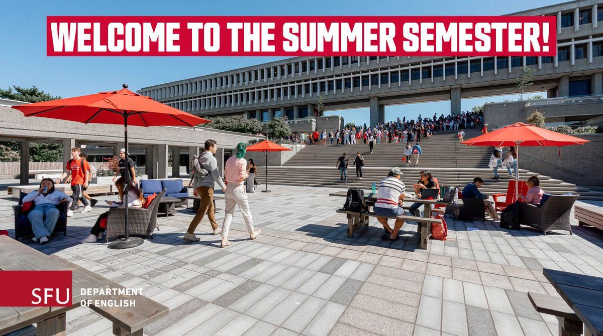 Welcome to the summer semester at #sfuenglish! We're here to help you. Visit us in-person: AQ 6129 Check out our website & find emails for staff & profs: buff.ly/3xVETsg Follow us on social for news/events: FB, IG, & YouTube Have a fantastic term! @sfufass