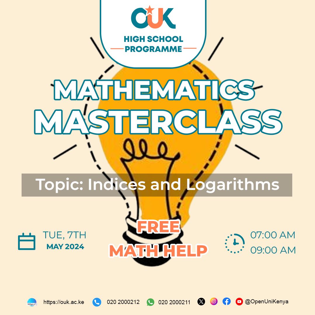 Join our FREE #MathHelp masterclass on Tuesday, May 7th! ⏰

Level up your skills & ace those equations. Register now: tiny.cc/oukhighschool 

#Indices #Logarithms