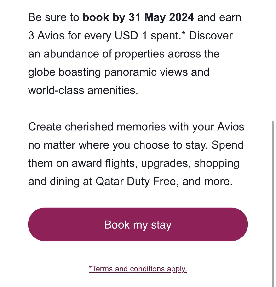 ✈️ 3x Avios with Booking.com 📄 T&C and Details: qatarairways.com/en/Privilege-C… ⭐️ Imp Note: Bookings must be made via link in the T&C