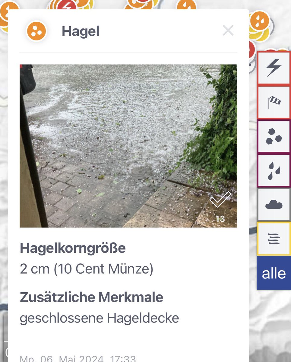 Hagel und Überflutungen in Grafing bei Ebersberg und Starnberg. 

#Gewitter #Unwetter #Bayern 
Quelle: DWD-WarnApp