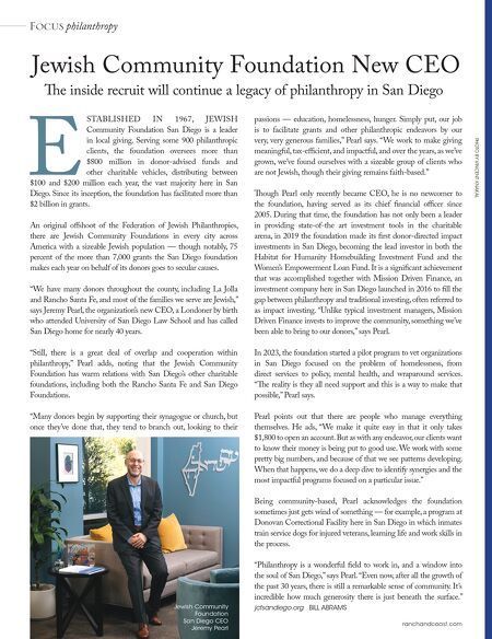 Thanks to @RanchandCoast Magazine for highlighting Jeremy Pearl's new position as CEO of #JCFSanDiego. We are thrilled for his recognition & look forward to years of continued service to #SanDiego & beyond. 

buff.ly/44slYS5

#GiveWithJCF #philanthropy #donate #givelocal