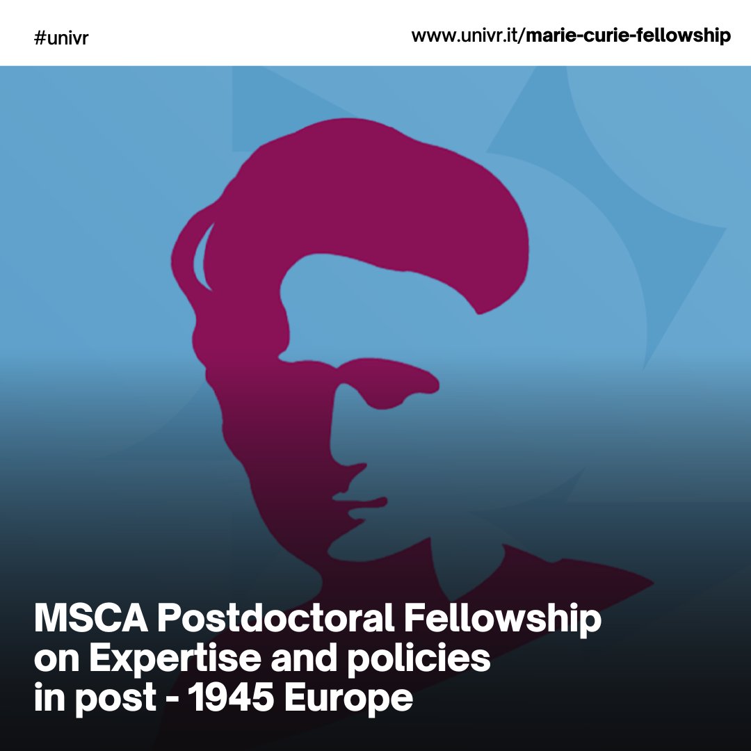 UniVerona's tweet photo. The @CesUnivr invites scholars to present expressions of interest in applying jointly for a Marie Skłodowska-Curie Postdoctoral Fellowships (MSCA-PF) on expertise and policies in post-1945 #Europe.
Deadline: May 30, 2024 > https://t.co/ps2MMP1CS2 https://t.co/BIJqGi49fO