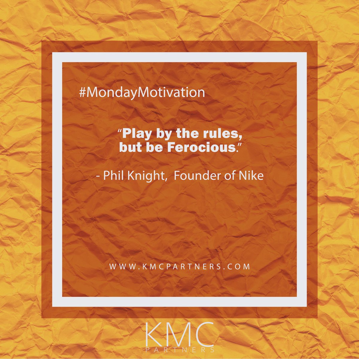 “Play by the rules, but be ferocious.” -Phil Knight, Founder of Nike

Have you read Shoe Dog, a Memoir by the creator of Nike? 

#kmcpartners #buildwithconfidence #philadelphia #generalcontractor #construction #mondaymotivation