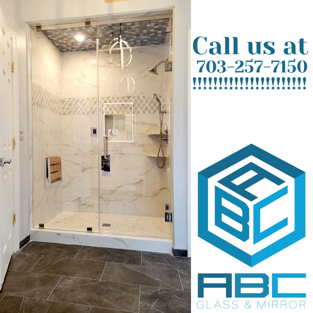 You can choose from many styles and shapes of glass shower enclosures and ABC Glass and Mirror will customize it to fit perfectly and look spectacular. Call us today to get started at 703-257-7150! #showerdoors #abcglassandmirror