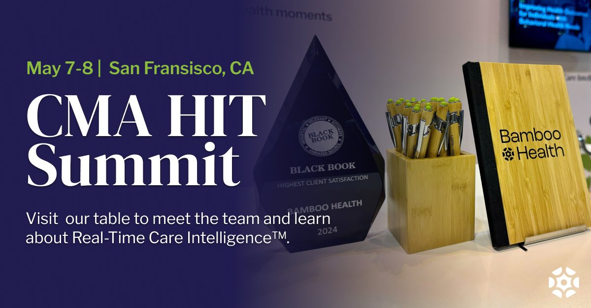 @CMAdocs HIT Summit kicks off tomorrow, and we can’t wait to meet you! Visit the @BambooHLTH table to learn how our solutions provide the real-time patient data needed to improve outcomes while reducing risk and cost. Learn more and schedule a meeting at bit.ly/44lngyt.