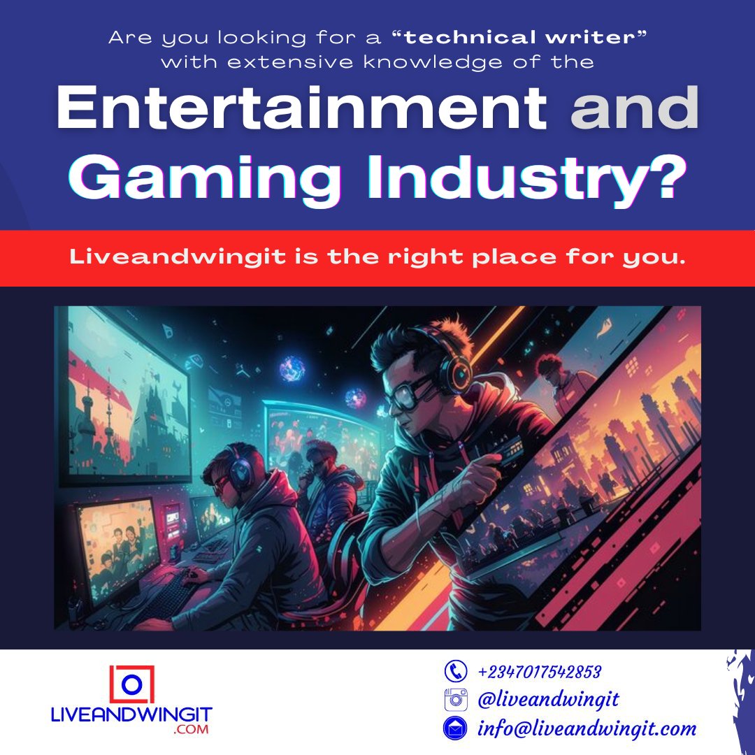 Seeking a technical writer with a flair for creativity & a deep dive into all things gaming and entertainment? Get in touch with us. Let's collaborate and elevate your content game.

#gaming #GamingCommunity #GamingNews #entertainment #technicalwriter #technicalwriting #writing