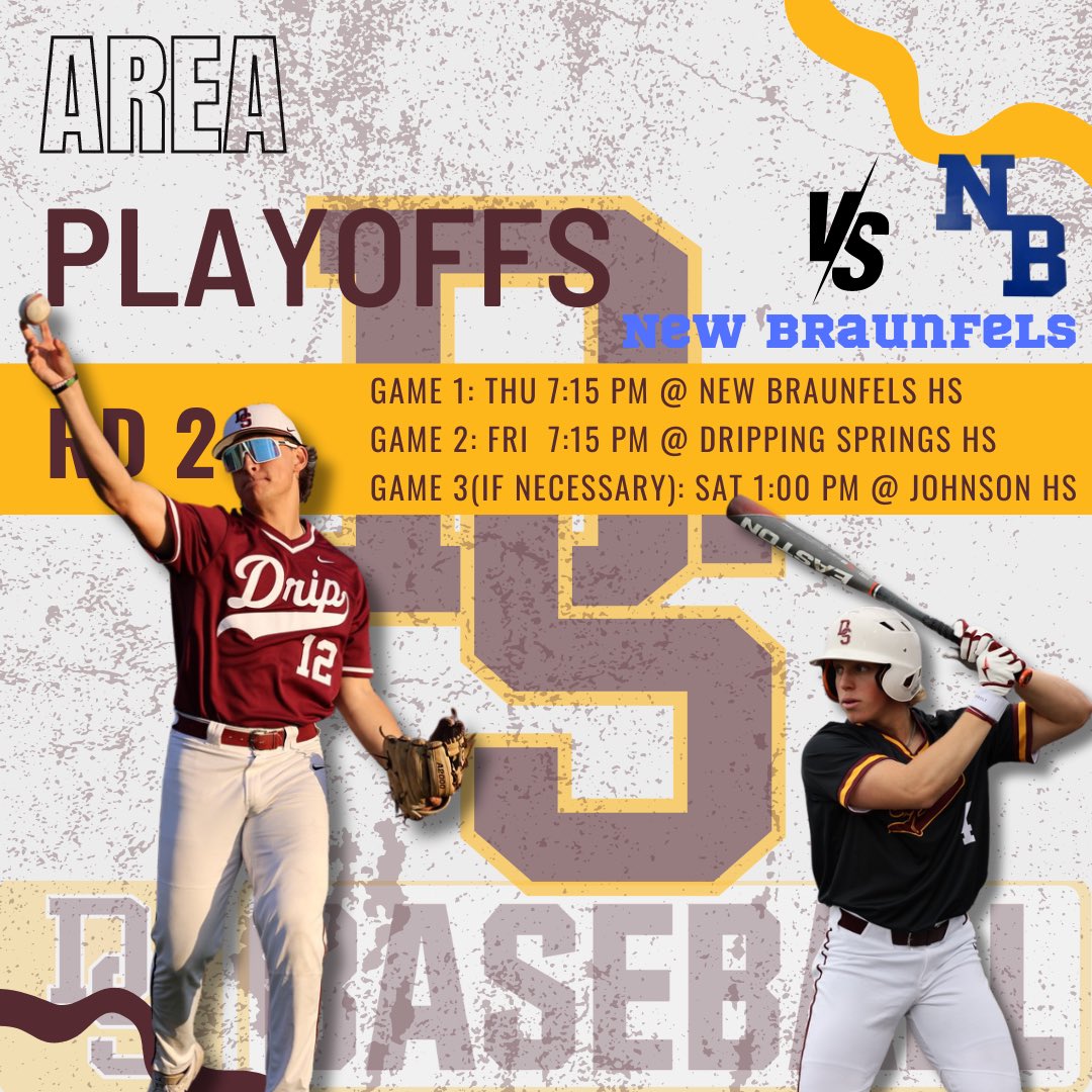 ⚾️𝐁𝐈-𝐃𝐈𝐒𝐓𝐑𝐈𝐂𝐓 𝐂𝐇𝐀𝐌𝐏𝐒🏆 The @dstigerbaseball defeated Round Rock Cedar Ridge 2-1 in a winner-take-all game on Saturday to advance to the area round of the playoffs versus New Braunfels! Ticket links will be posted when they become available. #iamDSISD