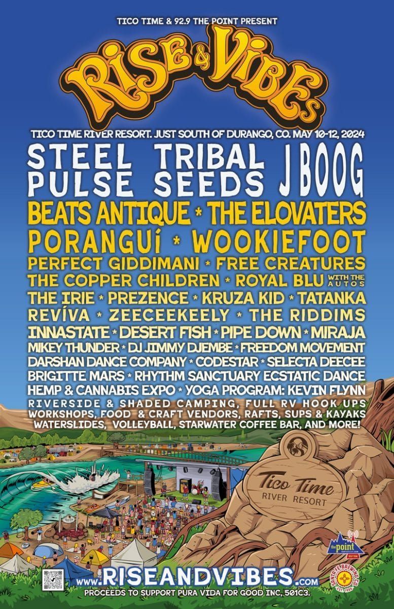 Perfect Giddimani will be live at the Rise & Vibe Festival on Friday, May 10th. Tico Time River Resort just south of Durango, Colorado. riseandvibes.com