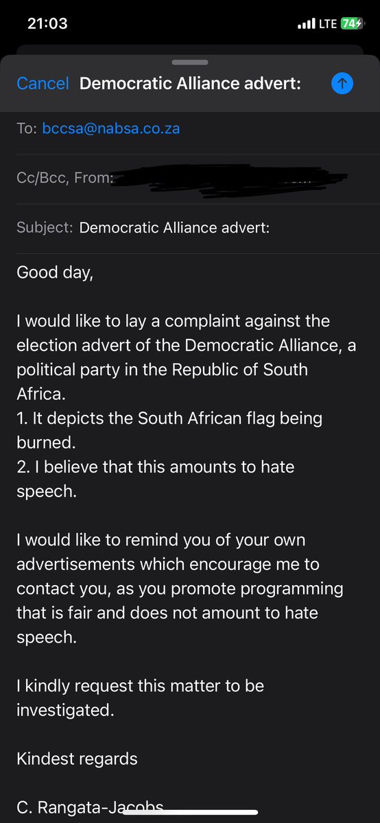 Let us not only be outraged, email the BCCSA: let’s put pressure on John Steenhuisen’s DA. 
 #VoetsekDA