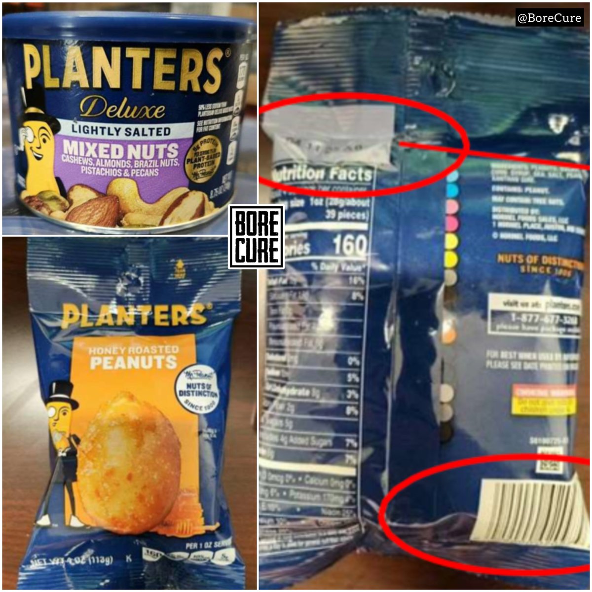 Planters Nuts Recalled After Listeria Contamination Discovered.

Recall includes 4-ounce packages of Honey Roasted Peanuts and 8.75-ounce cans of Deluxe Lightly Salted Mixed Nuts.

Listeria risks children, elderly, and those with weakened immune systems, & can cause miscarriages.