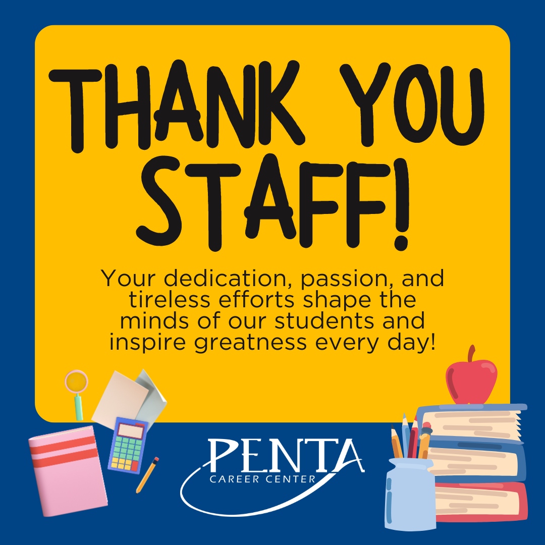 🍎✨ Celebrating our incredible educators during Staff Appreciation Week at Penta Career Center! 🎉 From igniting passions to shaping futures, they go above and beyond every day. Join us in expressing gratitude for their dedication and impact! #StaffAppreciationWeek #PentaPride