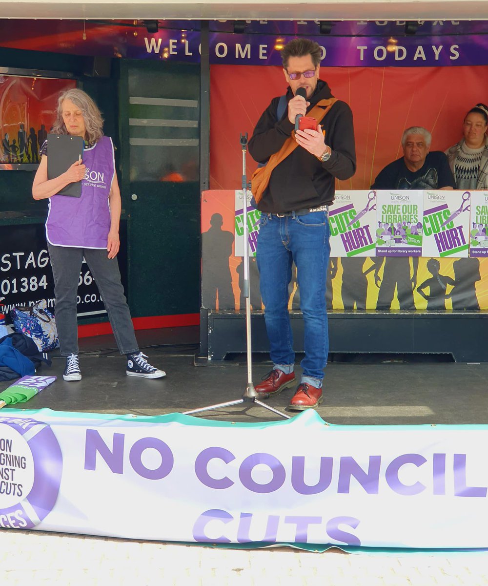 Speaking out on behalf of @WeAreTheMU against arts & culture cuts by #BirminghamCityCouncil and especially the devastating impact on music industry as opportunities and work will suffer. #MayDayMayDay #Rally against #CouncilCuts #Birmingham