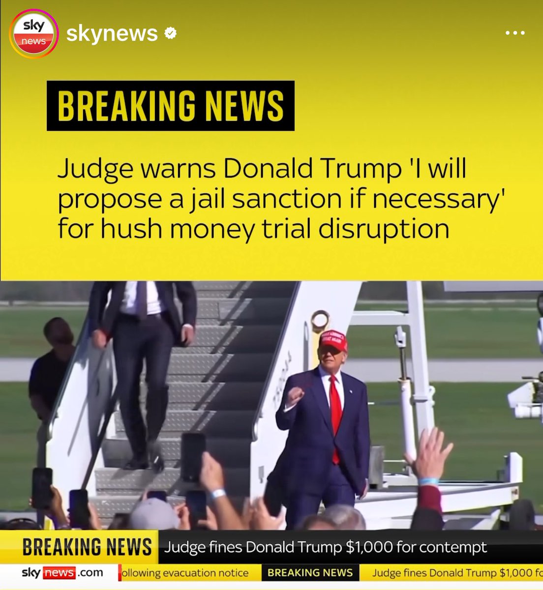 Doesn’t Judge Merchan get that a $1000 fine is a piss in the bucket to the 🍊🤡?  Throw him in F*ing jail already!!!

#TrumpCrimes #TrumpForPrison2024