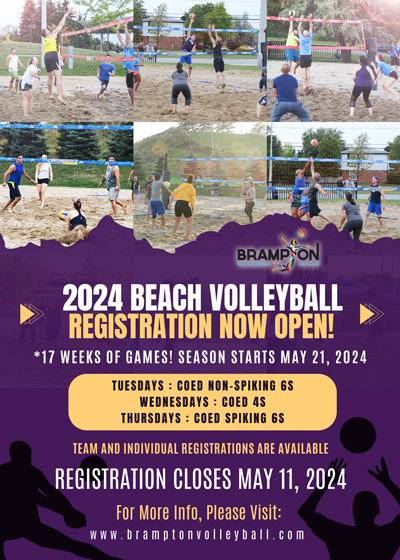 #Brampton Outdoor Beach Volleyball in Chinguacousy Park is one of the Summer highlights in the City.
Registration closes on Saturday for the 2024 Season, it's a fun way to meet new people and enjoy the outdoors.  
>>>>>>

bramptonvolleyball.com

#Brampoli