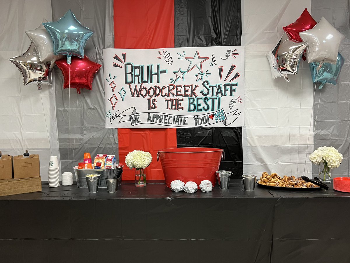 It’s that time of year again, we APPRECIATE YOU amazing Woodcreek teachers and staff. As always, @WoodcreekPTO never disappoints, thanks for the breakfast and desserts. 

#BeEliteWMS #RTBWMS